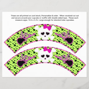 2 SKULL Birthday Personalize Cupcake Wrappers