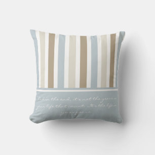 #2 Smoky Blue Grey, Tan, and Brown Stripes Pattern Throw Pillow