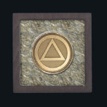 2 Sober Sobriety Recovery Jewelry Box<br><div class="desc">2” or 3” Sober Sobriety Recovery Coin Medallion Trinket Gift Box. This design looks like a sobriety coin or medallion embedded in stone or other materials. There are larger boxes available with similar designs - check them out too. The Circle and Triangle symbol is used in many Recovery and/or Sobriety...</div>