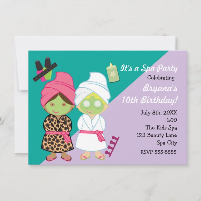 2 Spa Girls Beauty Makeover Party Invitation (Front)