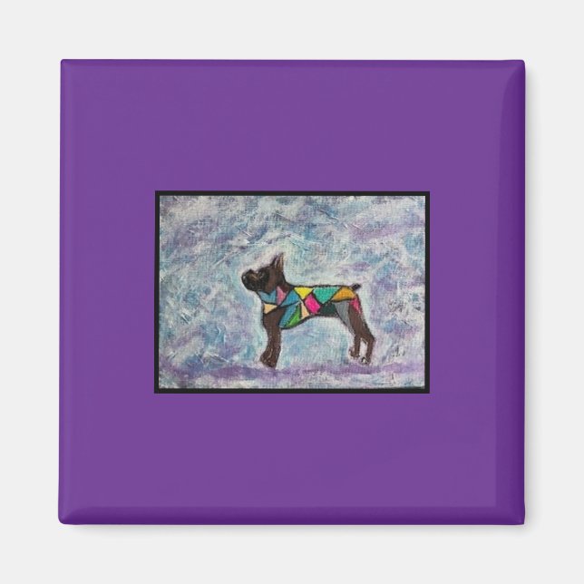 2" Square Magnet with Boxer  (Front)