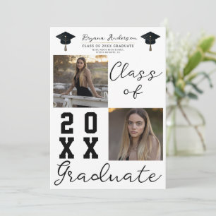 2 Square Photos Class of Graduate Graduation Invitation
