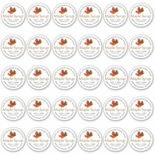 2" Standard Mason Jar Lid Label Maple Syrup (Front)