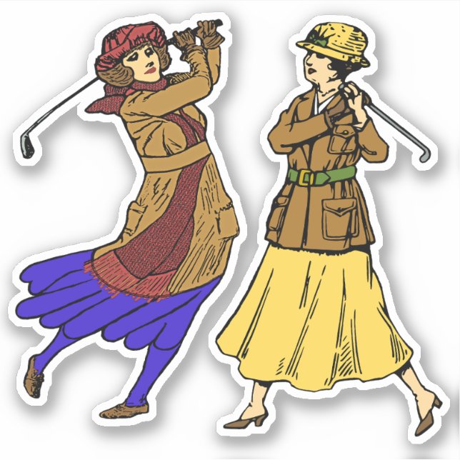 2 Stickers Femme Vintage Golfers (Devant)