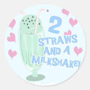 2 Straws and a Milkshake Classic Round Sticker