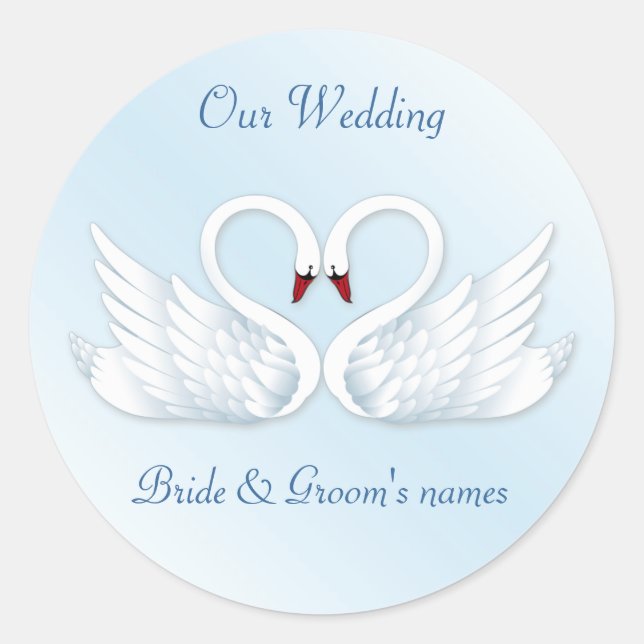 2 stylised white swans round sticker (Front)
