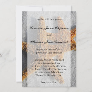 2 Sugar Starfish in the Sand, Beach Wedding Invitation
