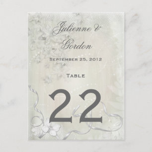 #2 Table Cards Vintage White on White Floral