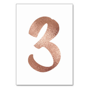 2 Table Number White Metallic Pink Rose Gold Table Number