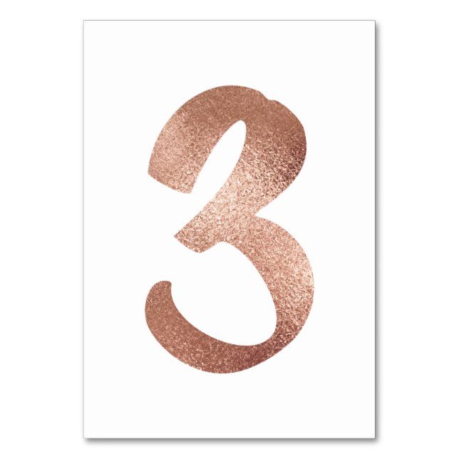 2 Table  Number White Metallic Pink Rose Gold Table Number (Front)