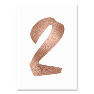 2 Table Number White Metallic Pink Rose Gold Table Number
