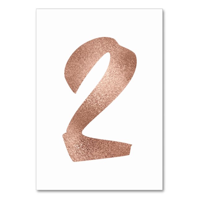 2 Table  Number White Metallic Pink Rose Gold Table Number (Front)