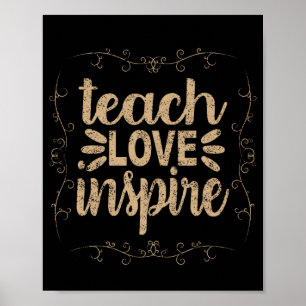 2- Teach Love Inspire Shirt, Retro Vintage Teacher Poster