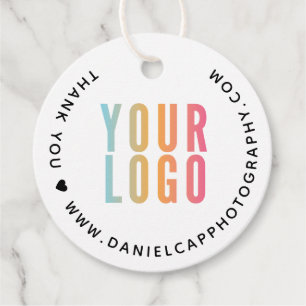 2" Thank You Business Logo White Hang Tags