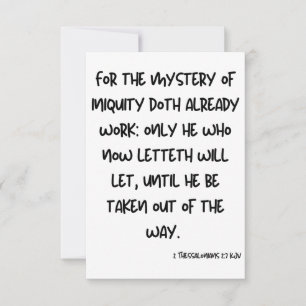 2 Thessalonians 2:7 KJV Bible Verse Greeting Card