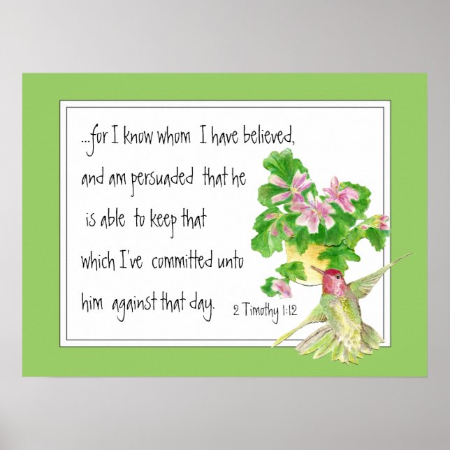 2 Timothy 1:12 Christian Encouragement Scripture Poster (Front)