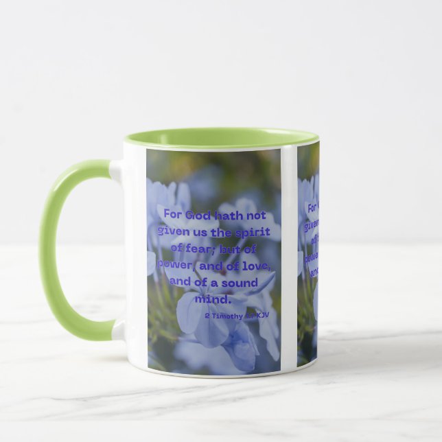 2 Timothy 1:7 KJV Bible Scripture Pic Two-Tone Mug (Left)