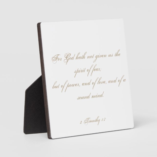 2 Timothy 1:7  Scripture Bible Verse Script Plaque (Front)