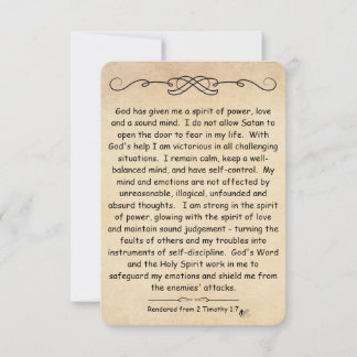 2 Timothy 1:7 Scripture note card parchment
