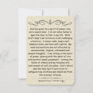 2 Timothy 1:7 Scripture note card scroll backing