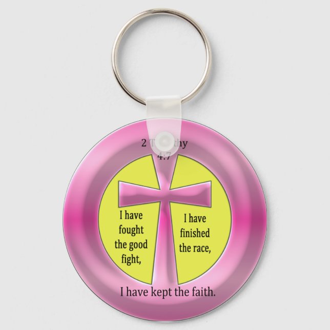 2 Timothy 4:7 Cross Keychain (Front)