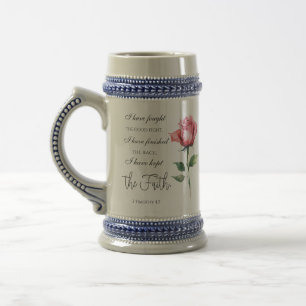 2 Timothy 4:7 - I have fought the good fight Beer Stein