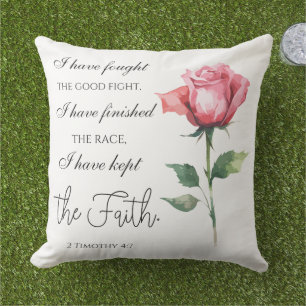 2 Timothy 4:7 - I have fought the good fight Outdoor Pillow