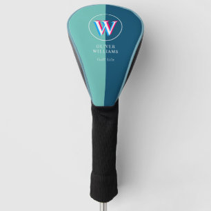 2-Tone Blue Three Layers Golfer Initial W Golf Head Cover