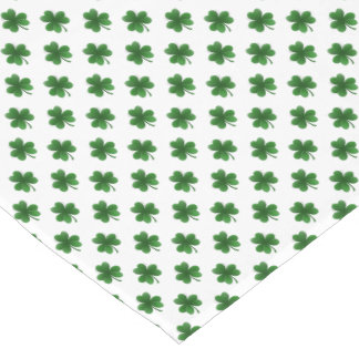 2-Tone Shamrock Green on White St.Patrick’s Clover Long Table Runner