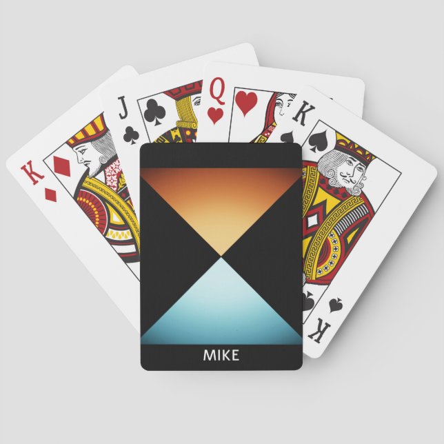 2 Triangles Geometric Design, Name or Message Playing Cards (Back)
