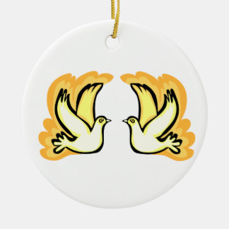 2 Turtle Doves Ceramic Ornament