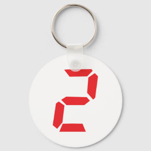 2 two red alarm clock digital keychain