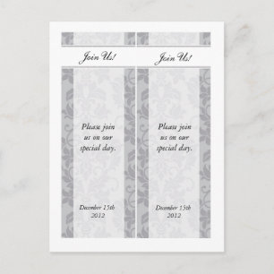 2 Two-tone Grey Damask Save the Date Bookmarks Announcement Postcard
