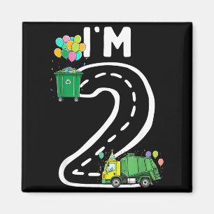 2 Two Years Old Garbage Truck 2nd Birthday Boy Magnet