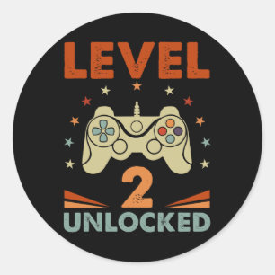 2 Unlocked Video Gamer 2nd Birthday 2 Year Old Boy Classic Round Sticker
