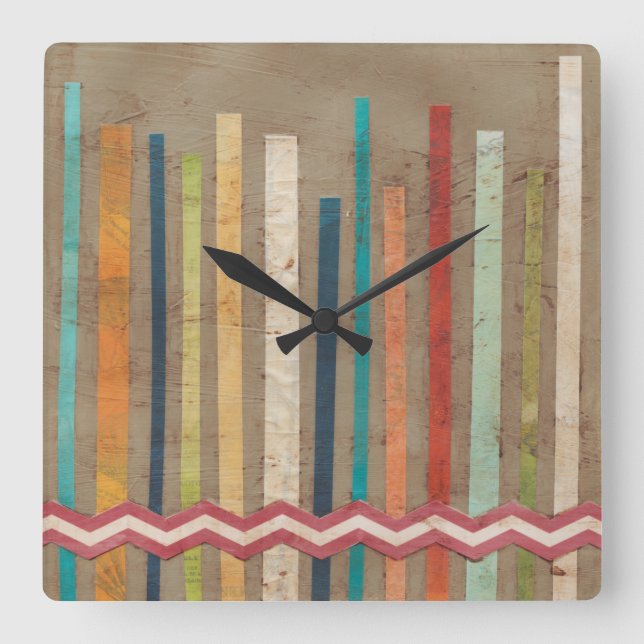 2-Up Paper Fences II Square Wall Clock (Front)