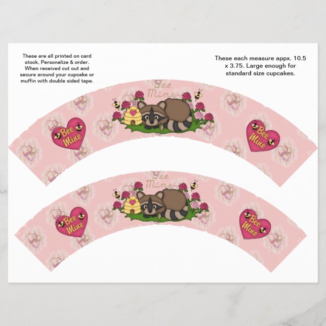 2 Valentine's Day Custom Cupcake Wrappers (Front)