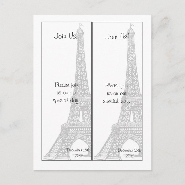 2 Wedding in Paris Save the Date Bookmarks Announcement Postcard (Front)