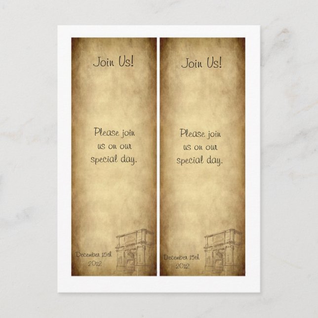 2 Wedding in Rome Save the Date Bookmarks Announcement Postcard (Front)