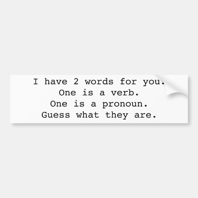 2 Words 4 You Bumper Sticker (Front)