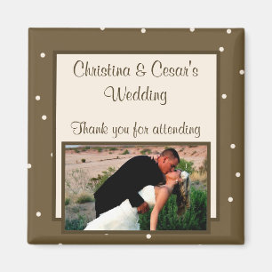 2"x2" Announcement Magnet Birds on Brown Polka Dot