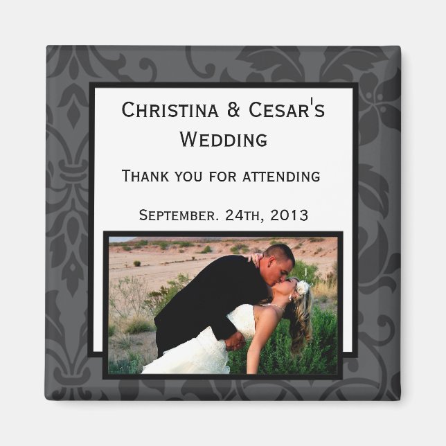 2"x2" Announcement Magnet Black Grey Formal Gothic (Front)