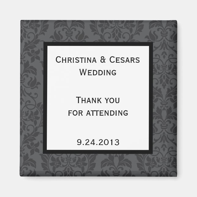 2"x2" Announcement Magnet Black Grey Formal Gothic (Front)
