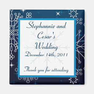 2"x2" Announcement Magnet Blue Stars and Snowflake