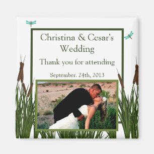 2"x2" Announcement Magnet Cattail/Dragonfly in Col