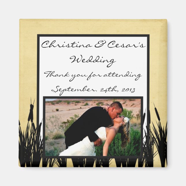 2"x2" Announcement Magnet Cattail/Dragonfly Silhou (Front)