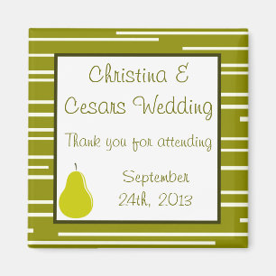 2"x2" Announcement Magnet Green Pear Fruit Stripes