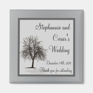 2"x2" Announcement Magnet Grey Winter Trees Snow