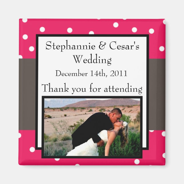 2"x2" Announcement Magnet Hot Pink/Black Giraffe (Front)