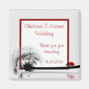 2"x2" Announcement Magnet Lady Bug on Dandelion Re